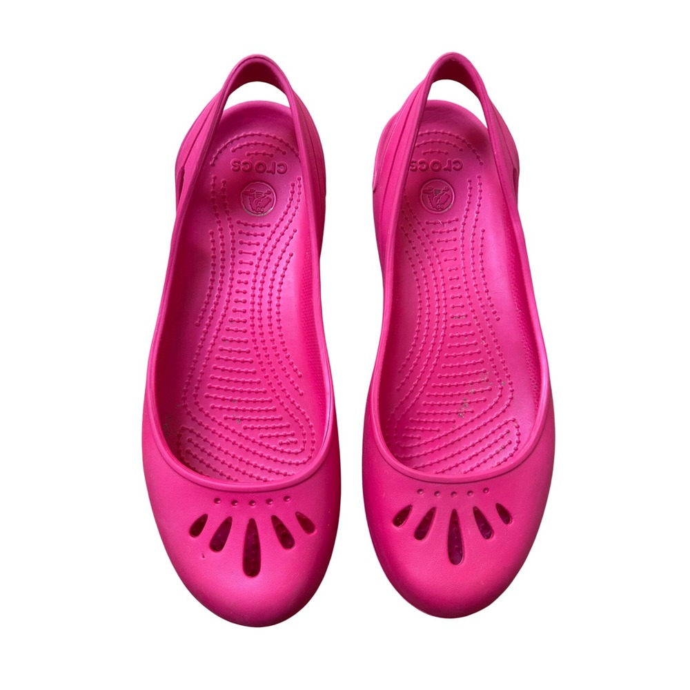 Crocs Woman's Malindi Pink Flats Floral Round Toe Size 9